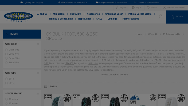 C9 Bulk 1000', 500' & 250' Spools