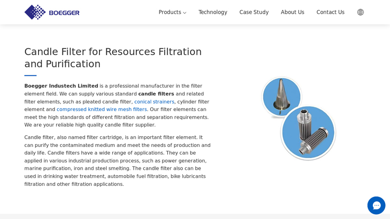 Candle Filter with Stable Filtration Performance