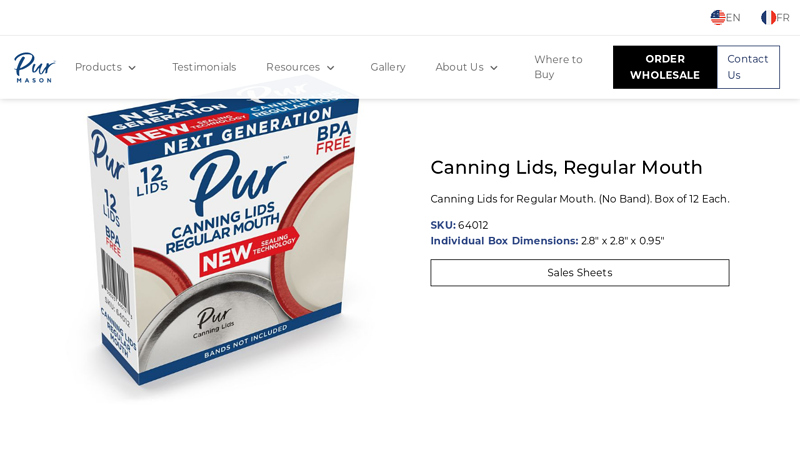 Canning Lids, Regular Mouth