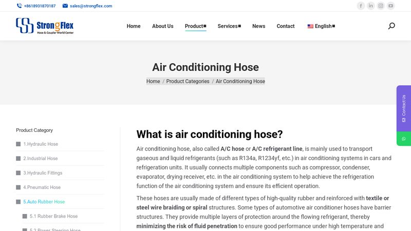 Car Air Conditioning Hose, A/C Refrigerant Line