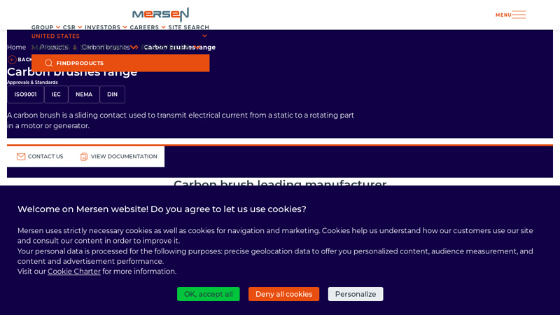 Carbon brushes range