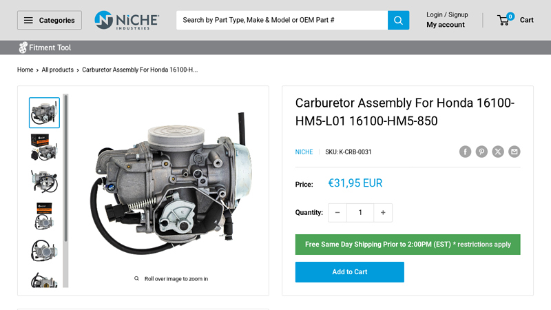 Carburetor Assembly For Honda 16100