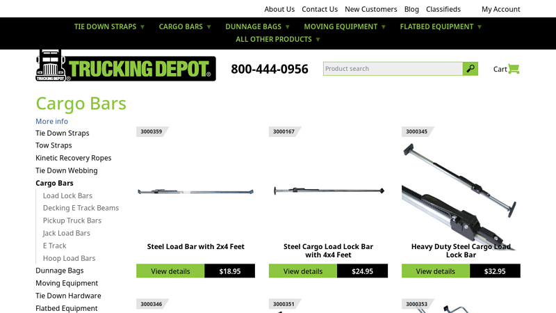 Cargo Bars for Cargo Securement and Load Stabilization