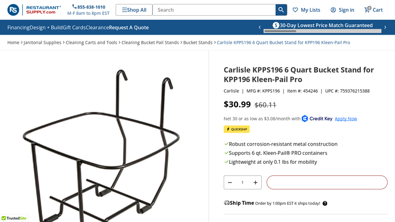 Carlisle KPPS196 6 Quart Bucket Stand for KPP196 Kleen