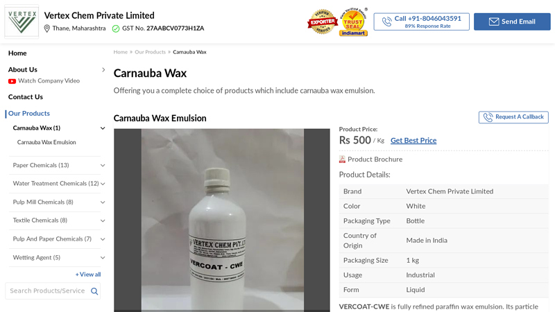 Carnauba Wax Emulsion Manufacturer from Thane