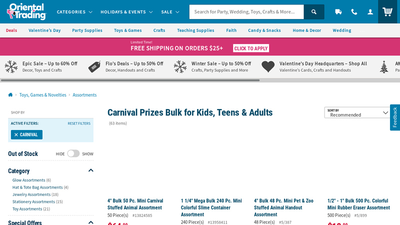 Carnival Prizes Bulk for Kids, Teens & Adults