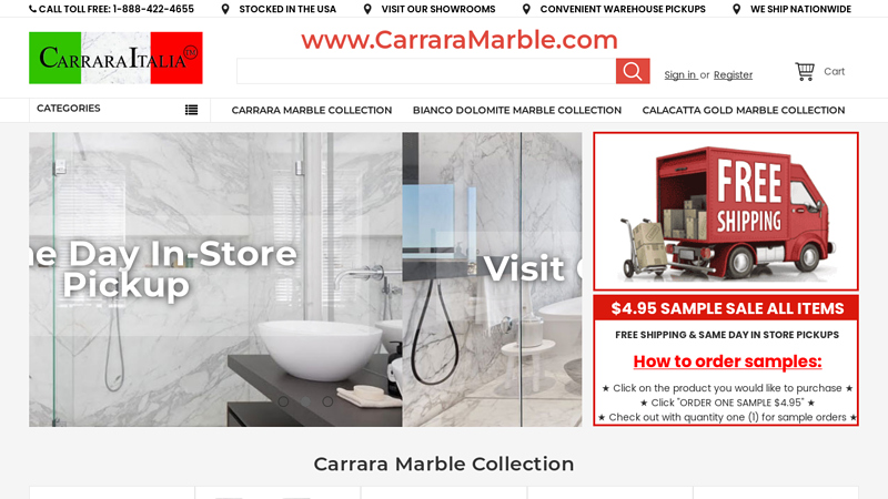 Carrara Marble Tiles & Mosaics