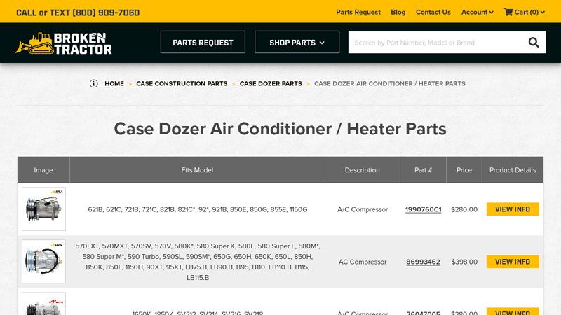 Case Dozer Air Conditioner / Heater Parts