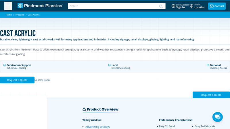 Cast Acrylic Sheet, Rod, and Tube