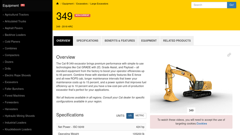 Cat 349 Large Excavators