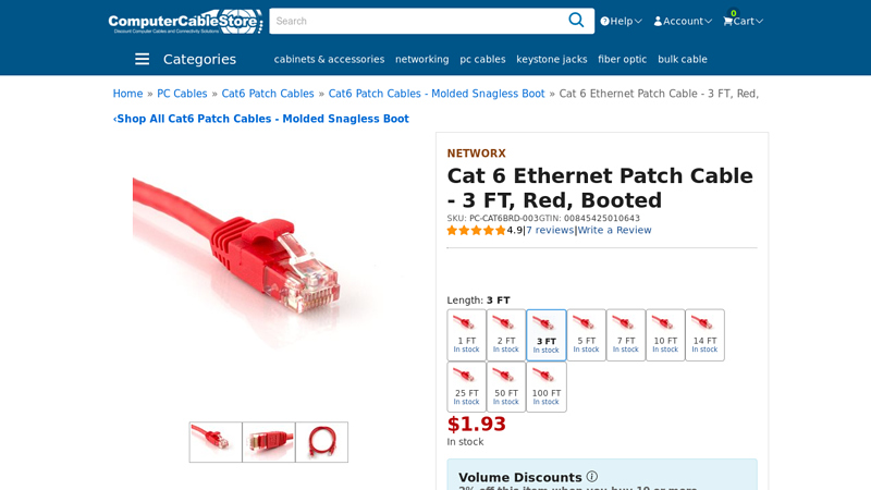 Cat 6 Ethernet Patch Cable