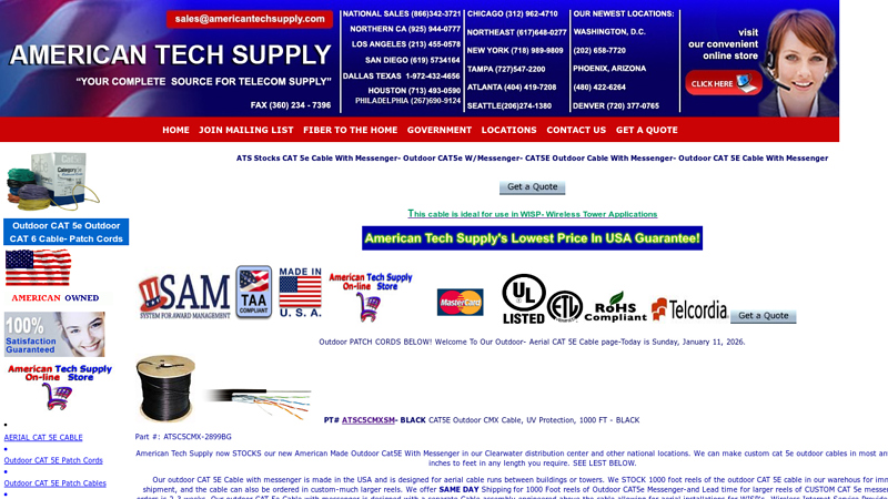 CAT5e Cable With Messenger, Outdoor ...