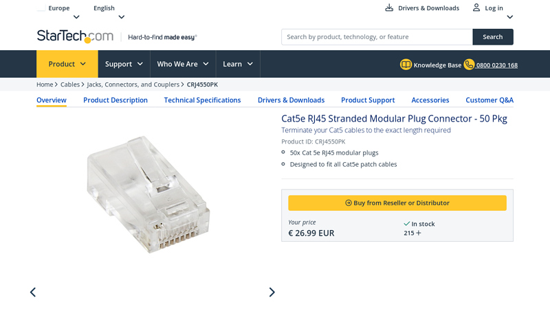 Cat5e RJ45 Stranded Modular Plug Connector