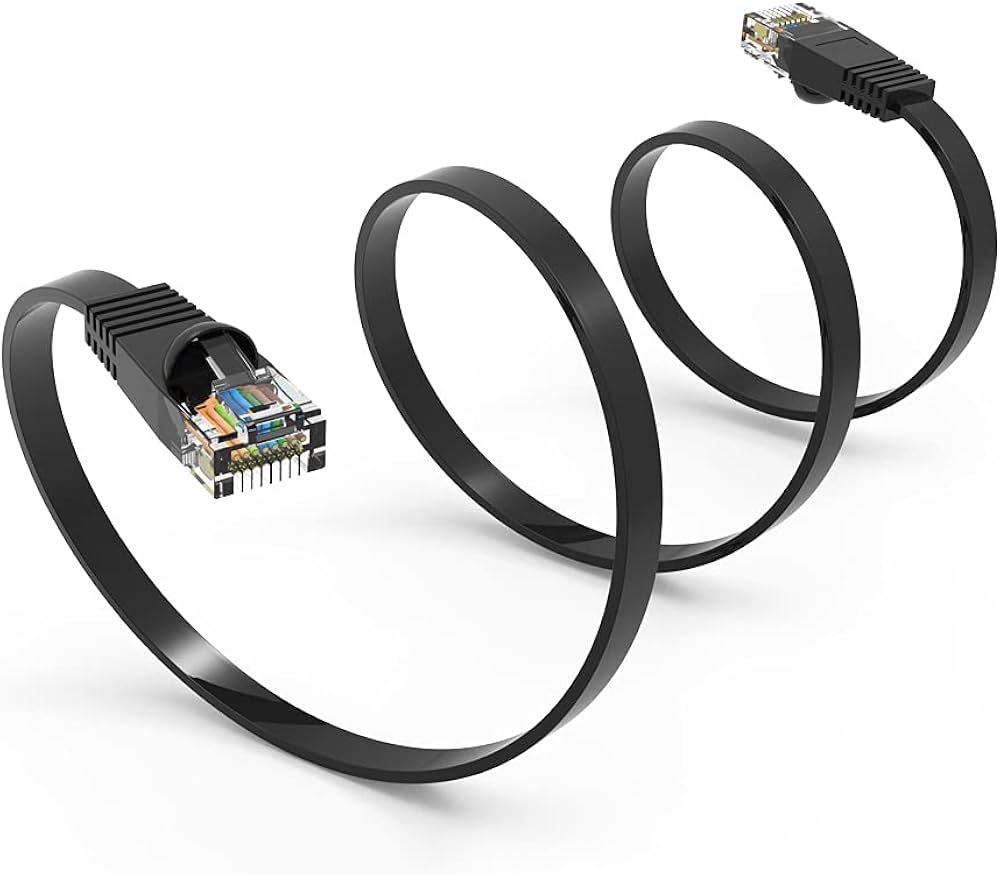 Cat6 Flat Ethernet Patch Cable 3 Ft Black