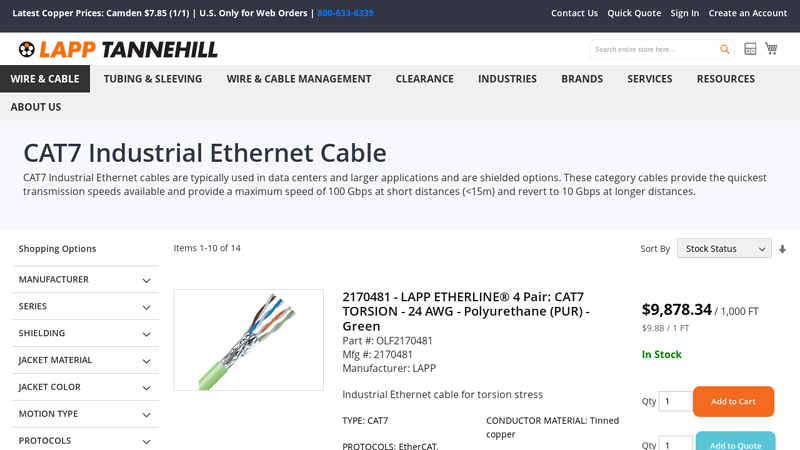 CAT7 Industrial Ethernet Cable
