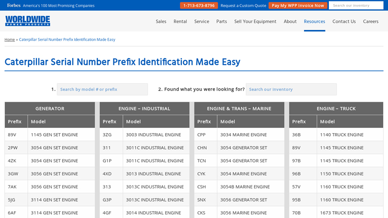 Caterpillar Serial Number Prefix Identification