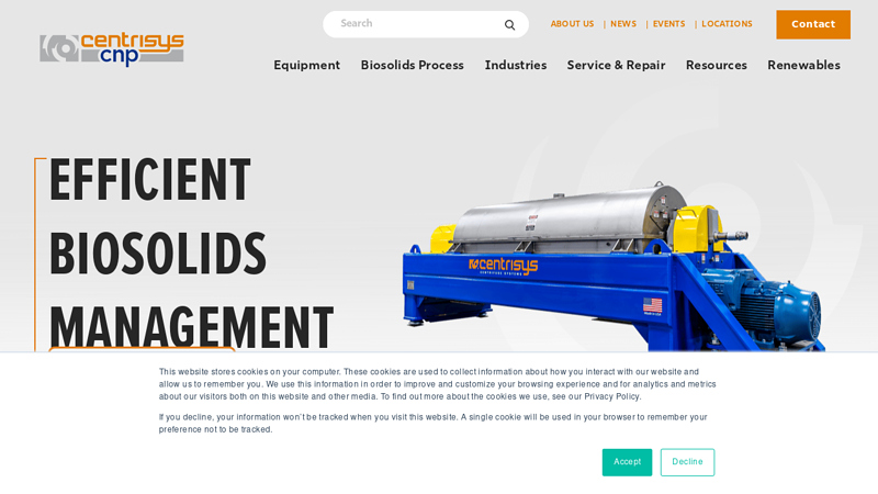 Centrisys/CNP: Decanter Centrifuge Manufacturer