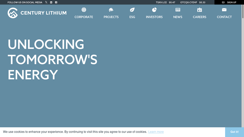 Century Lithium Corp