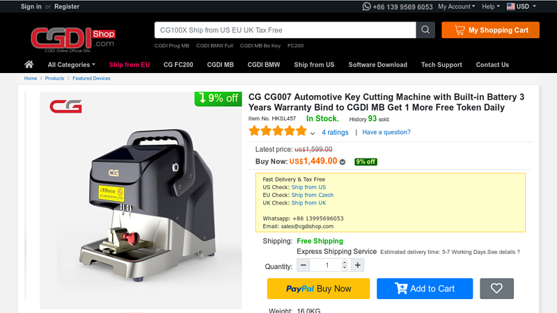 CG CG007 Automotive Key Cutting Machine with Built