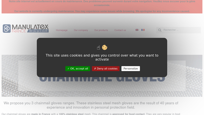 Chainmail gloves for food industry. Stainless steel personal protection