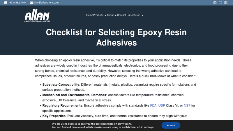Checklist for Selecting Epoxy Resin Adhesives