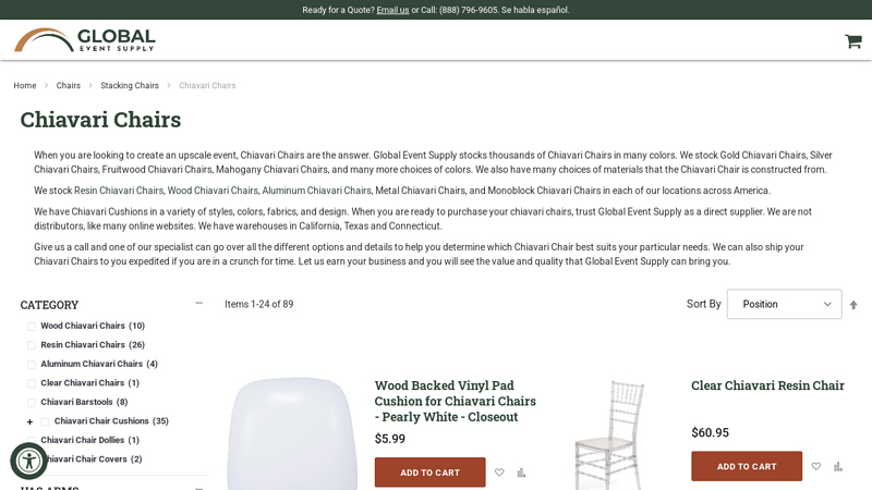 Chiavari Chairs Wholesale