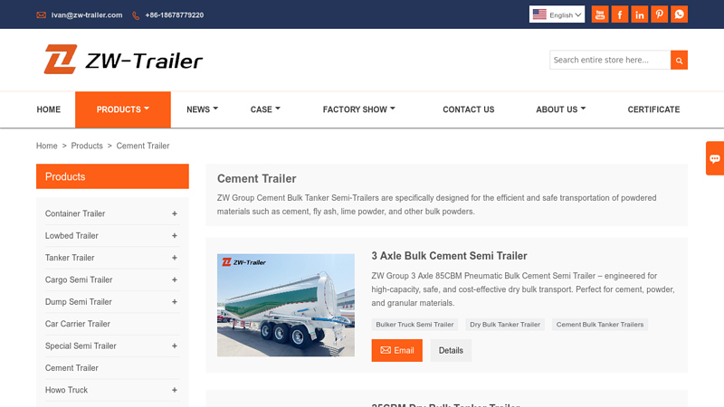 China Cement Trailer Manufacturers