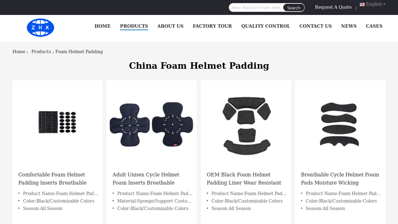 China Foam Helmet Padding