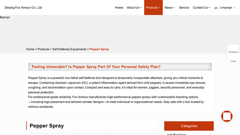 China Pepper Spray Manufacturers Suppliers Factory