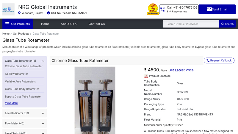 Chlorine Glass Tube Rotameter