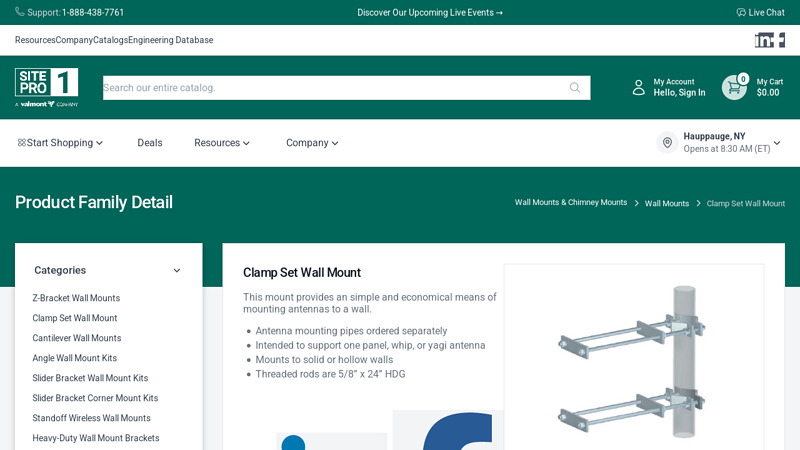 Clamp Set Wall Mount