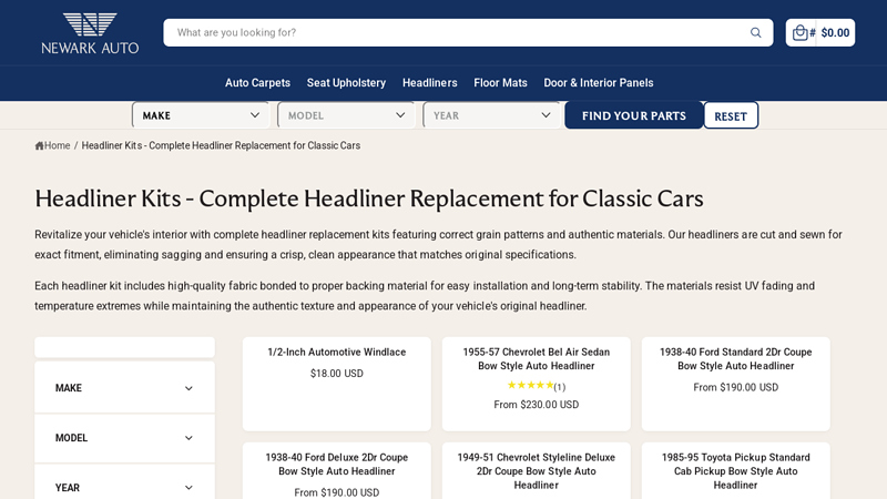 Classic Car Headliner Replacement & Restoration Kits