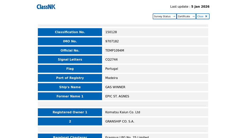 ClassNK Register of Ships