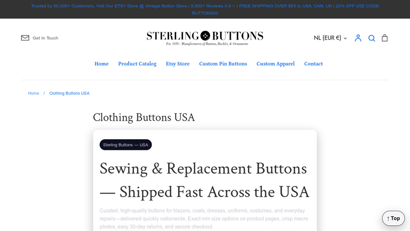 Clothing Buttons USA