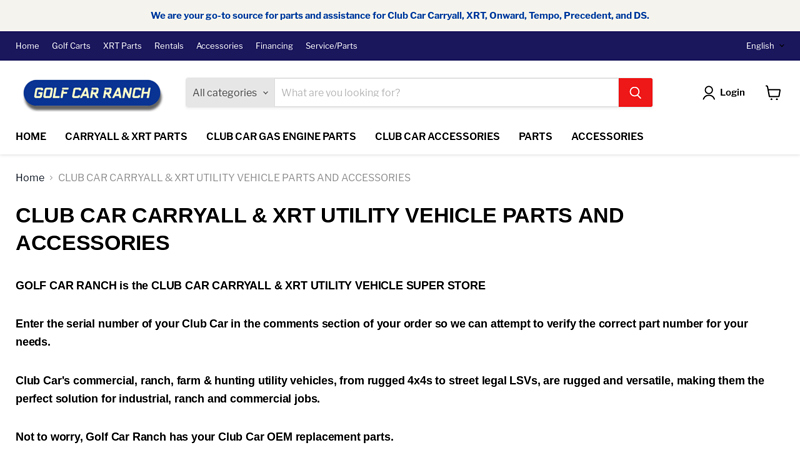 CLUB CAR CARRYALL & XRT UTILITY VEHICLE PARTS AND ...