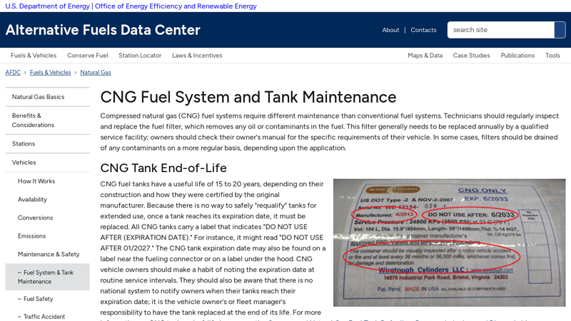 CNG Fuel System and Tank Maintenance