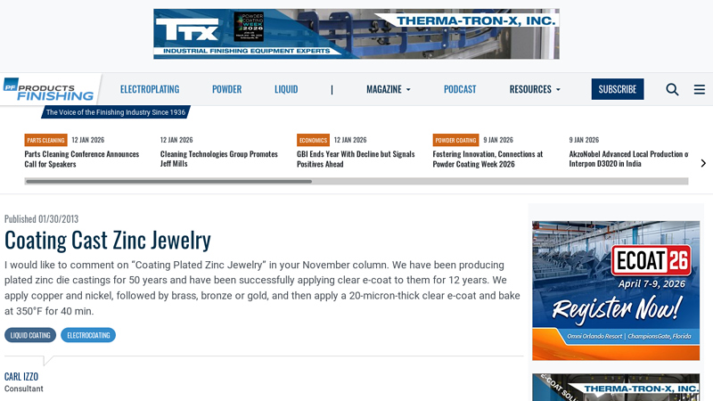 Coating Cast Zinc Jewelry