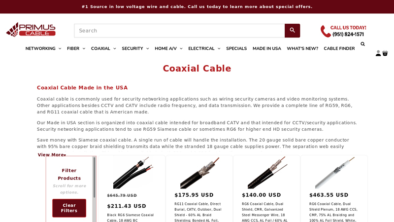 Coaxial Cable, Made In USA