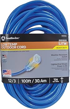 Cold Weather 3 Outlet Extension Cord 100' 12/3 3489SW0002