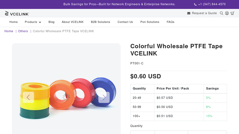 Colorful Wholesale PTFE Tape VCELINK