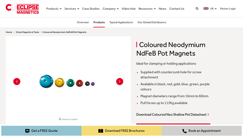 Coloured Neodymium NdFeB Pot Magnets