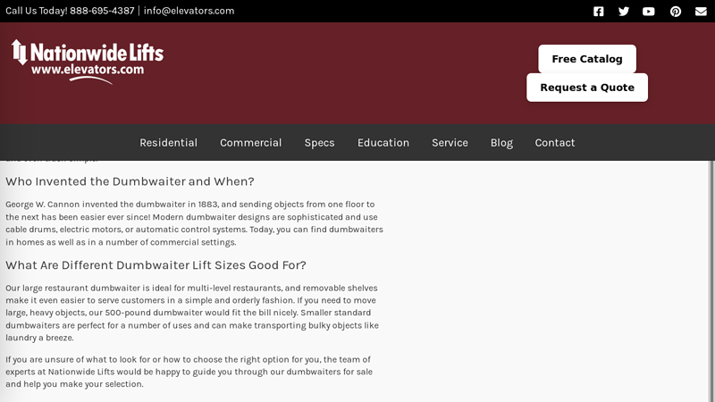 Commercial Dumbwaiters For Sale