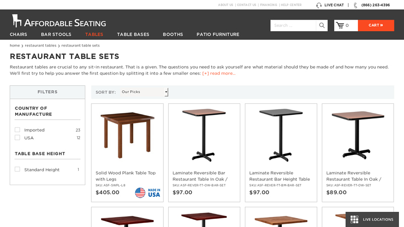 Commercial Restaurant Table Tops and Bases