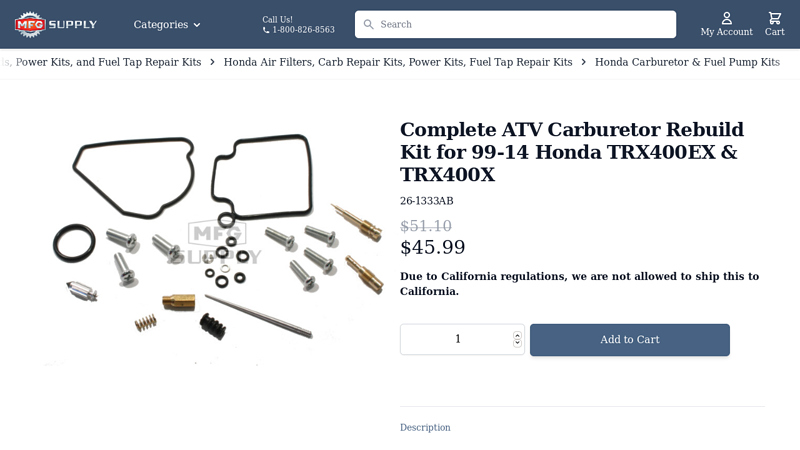 Complete ATV Carburetor Rebuild Kit for 99