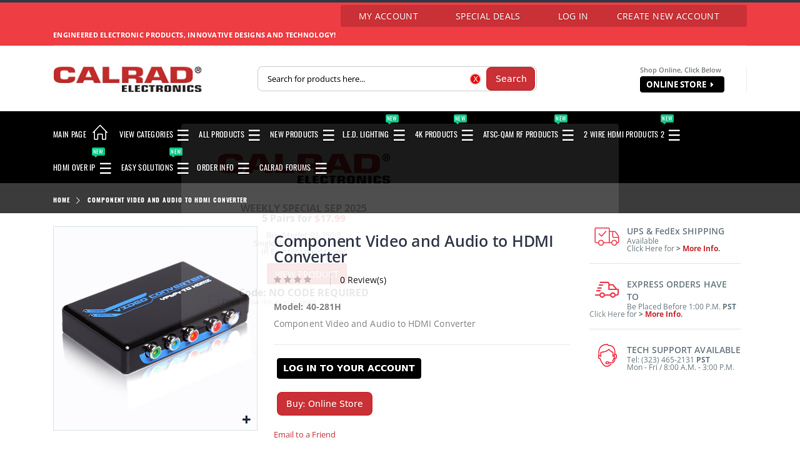 Component Video and Audio to HDMI Converter