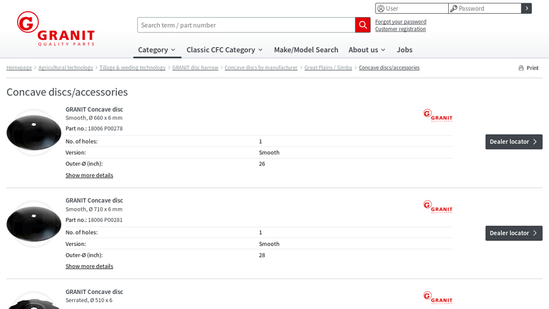 Concave discs/accessories buy online