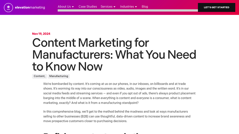 Content Marketing for Manufacturers