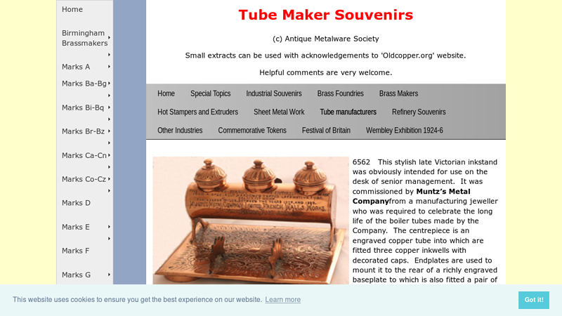 Copper Brass Tube Maker Souvenirs