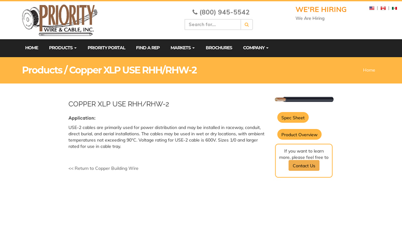 Copper XLP USE RHH/RHW