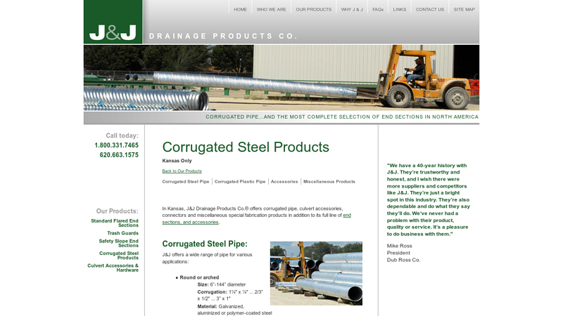 Corrugated steel pipe and special fabrications